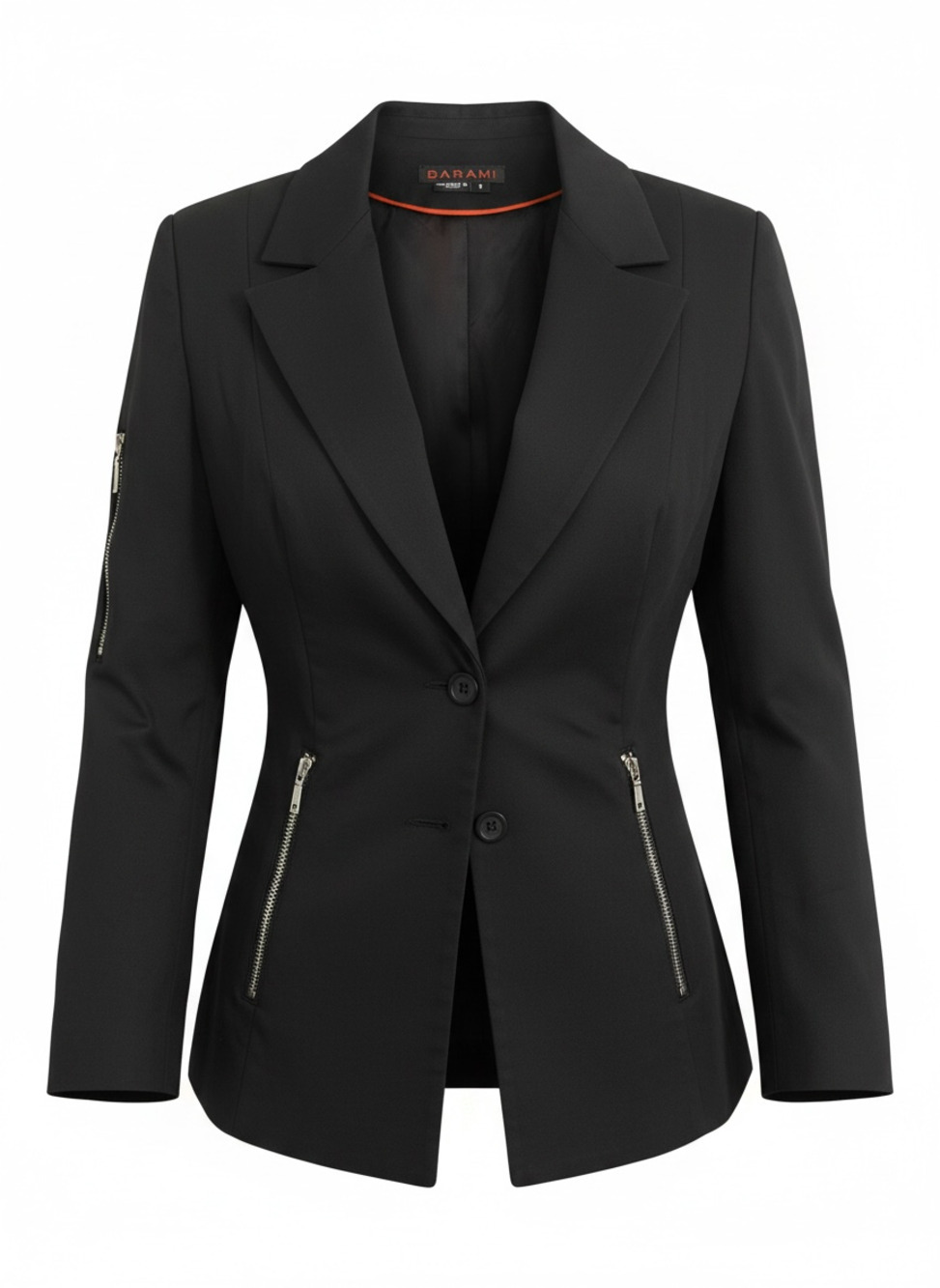Barami Black Zipper Blazer Office Siren Dark Feminine Tailored Jacket Size 6